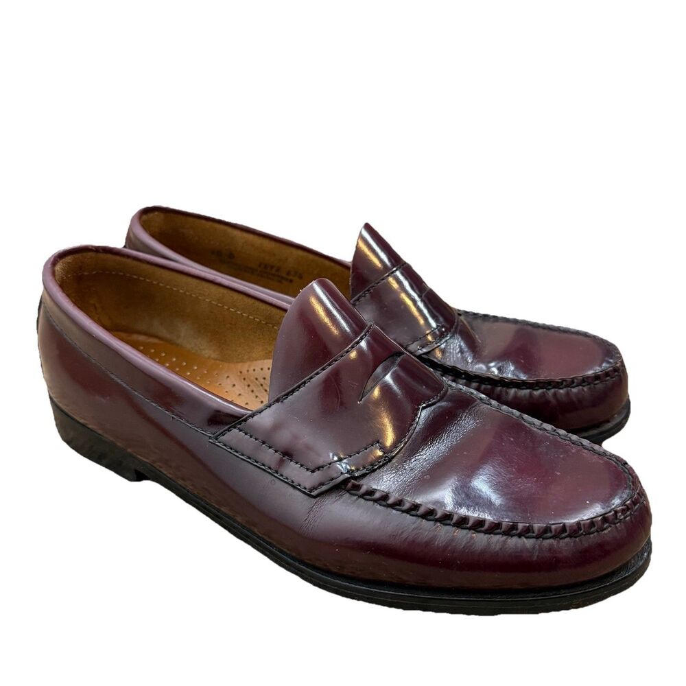 Bass Weejun Milton Burgundy Leather Men’s Penny Loafer Shoes Size 10 D